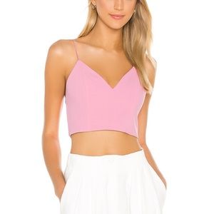 Alice + Olivia Rayne V Neck Crop top in Electric Pink
